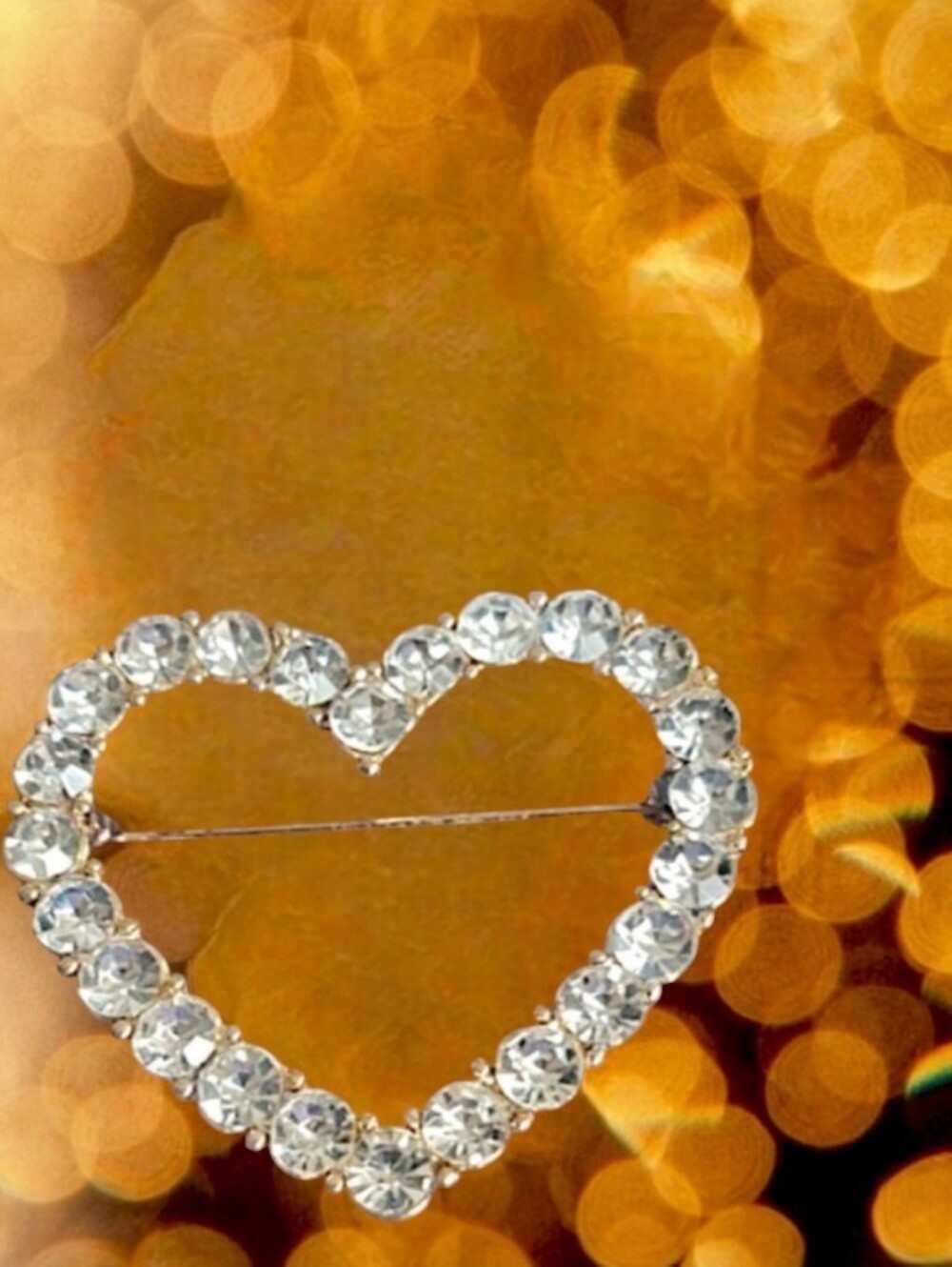 Crystal Heart Brooch